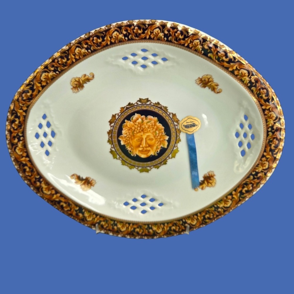 Bacchus Elite T Limoges Oval Platter Dish Plate Tray Reticulated Gold Gild READ‎